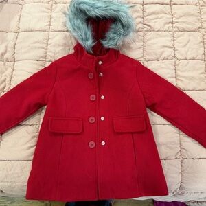 Cat & Jack Red Puffer Jacket with Faux Fur Hood